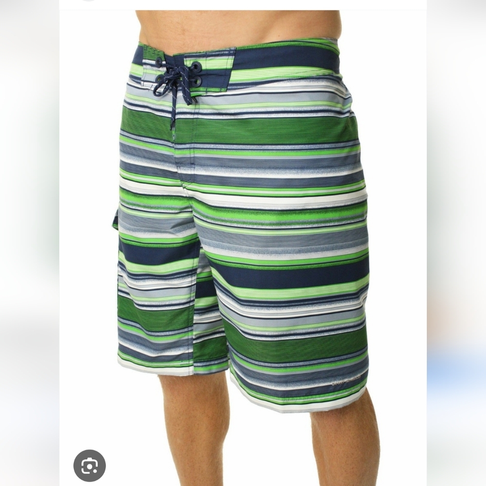 Mens Columbia PFG Board Shorts Omni-Shade Swim Trunks Ins.11" EUC Sz 34